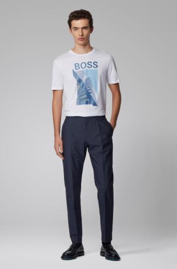 Koszulki BOSS Slim Fit Białe Męskie (Pl55917)